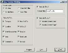 Idea Tracker Print Options Screen